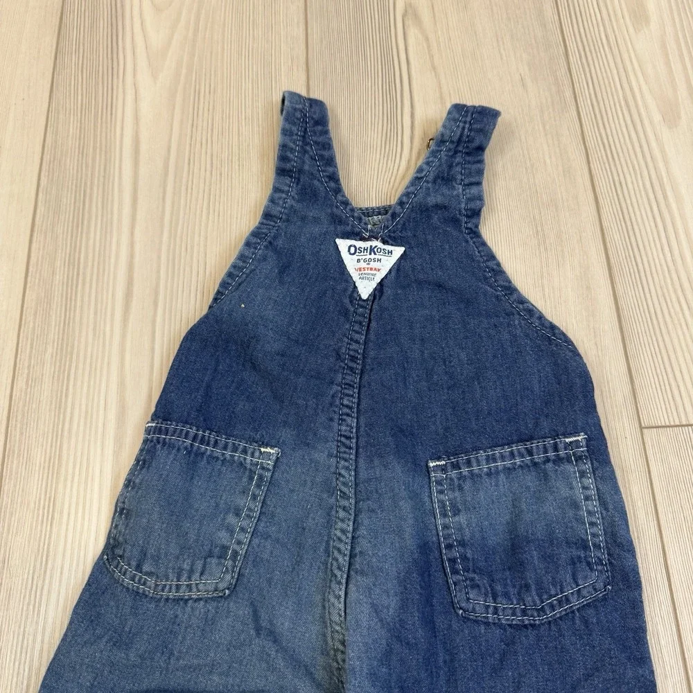 Vintage OshKosh B'Gosh Vestbak Plaid Flannel Line Boys Overalls Blue 18M USA‎